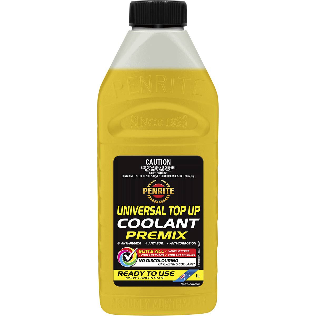 Penrite Yellow Universal Top Up Coolant Premix - 1 Litre, , scaau_hi-res