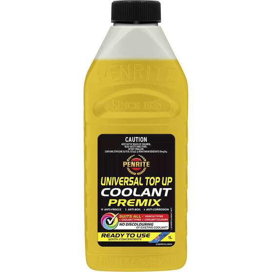 Penrite Yellow Universal Top Up Coolant Premix - 1 Litre, , scaau_hi-res