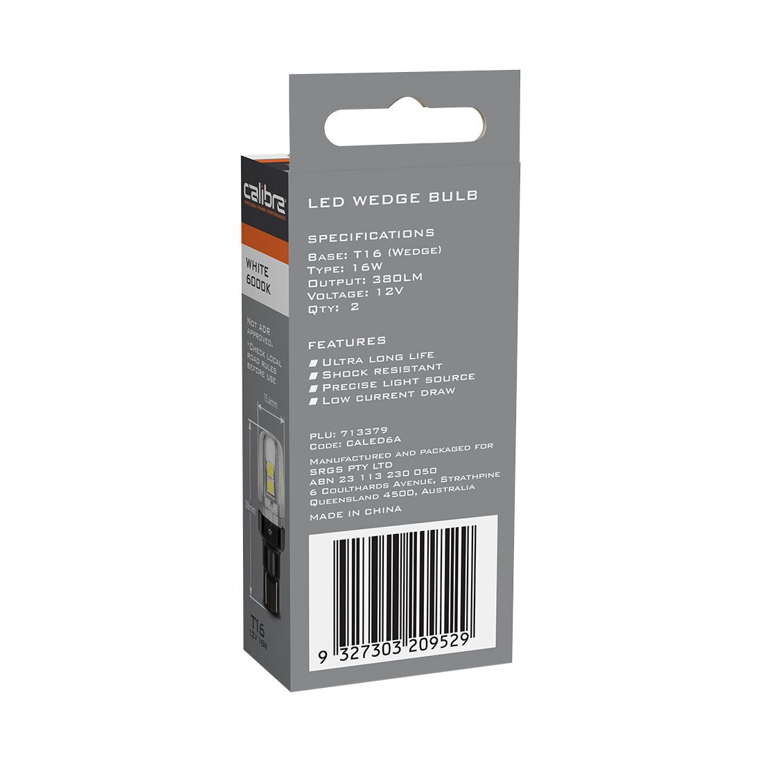 Calibre Automotive Globes - LED Wedge 12V, 16W, T16, , scaau_hi-res