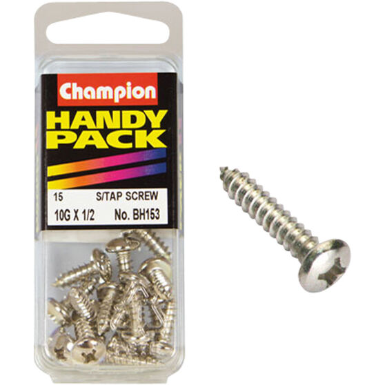 Champion Self Tapping Screws - 10G X 1 / 2inch, BH153, Handy Pack, , scaau_hi-res