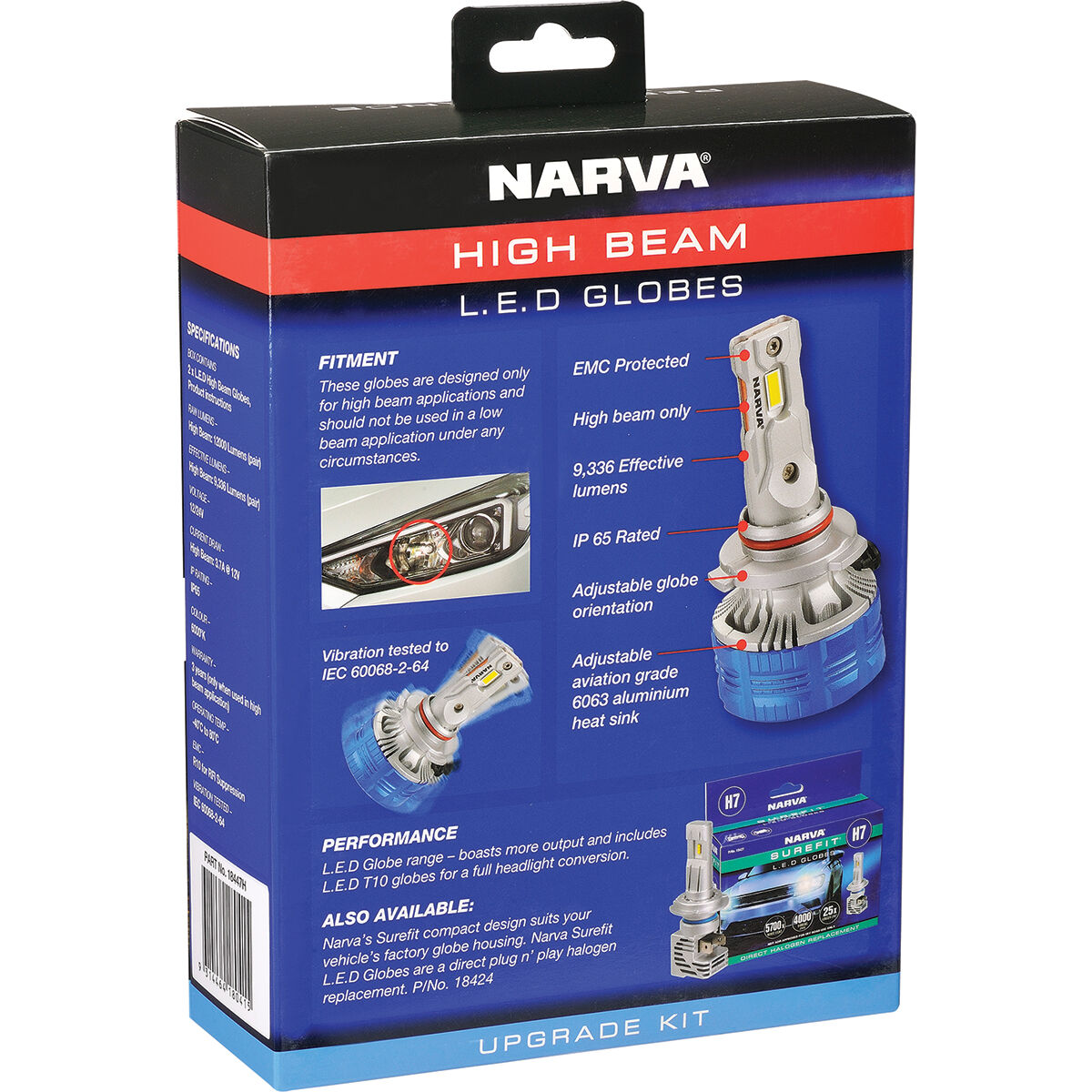 Narva LED Headlight Globes - H7, 12/24V, 18447H, , scaau_hi-res