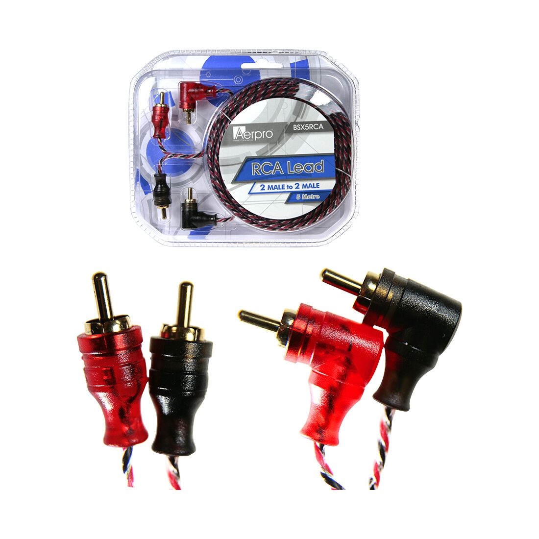 Aerpro RCA Lead 2 Male To 2 Male - Wiring Kit, 5m - BSX5RCA, , scaau_hi-res