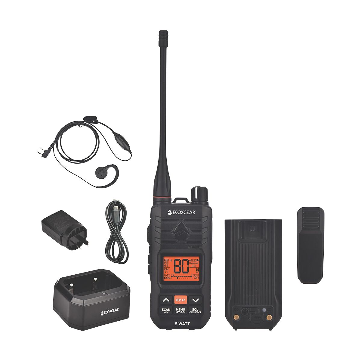 ECOXGEAR EXG510S Handheld 5W UHF Radio Black, , scaau_hi-res