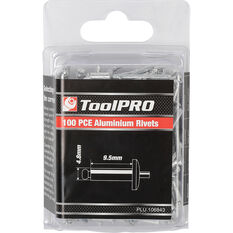 ToolPRO Aluminium Rivets - 4.8 x 9.5mm, 100 Piece, , scaau_hi-res
