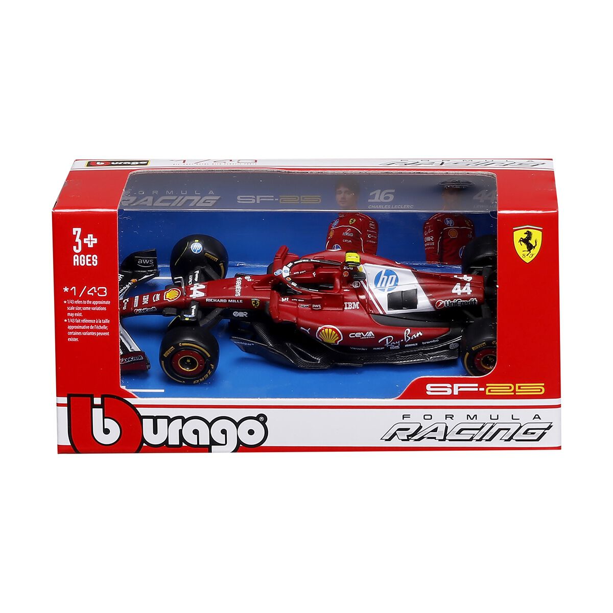 1:43 Die Cast 2025 Ferrari #44 Hamilton, , scaau_hi-res