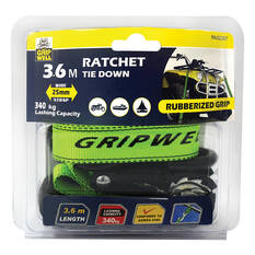 Gripwell Ratchet Tie Down Heavy Duty XL 340kg 25mm X 3.6m, , scaau_hi-res