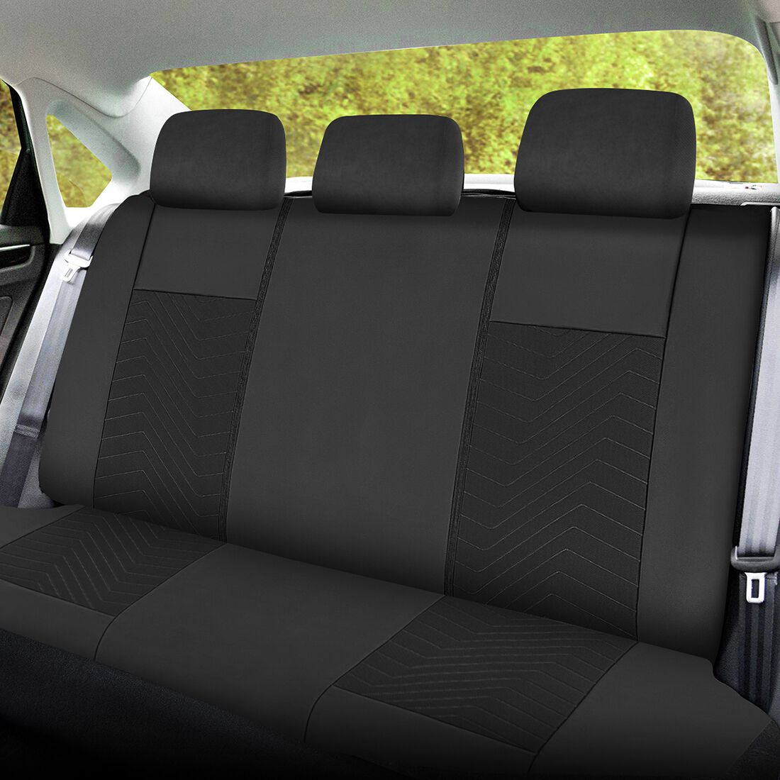 SCA Jacquard & Leather Look Seat Covers Black, Rear, Airbag Compatible, Size 30A, , scaau_hi-res