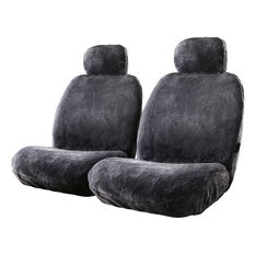 Gold CLOUDLUX Sheepskin Seat Covers - Slate Adjustable Headrests Size 30 Front Pair Airbag Compatible Slate, Slate, scaau_hi-res