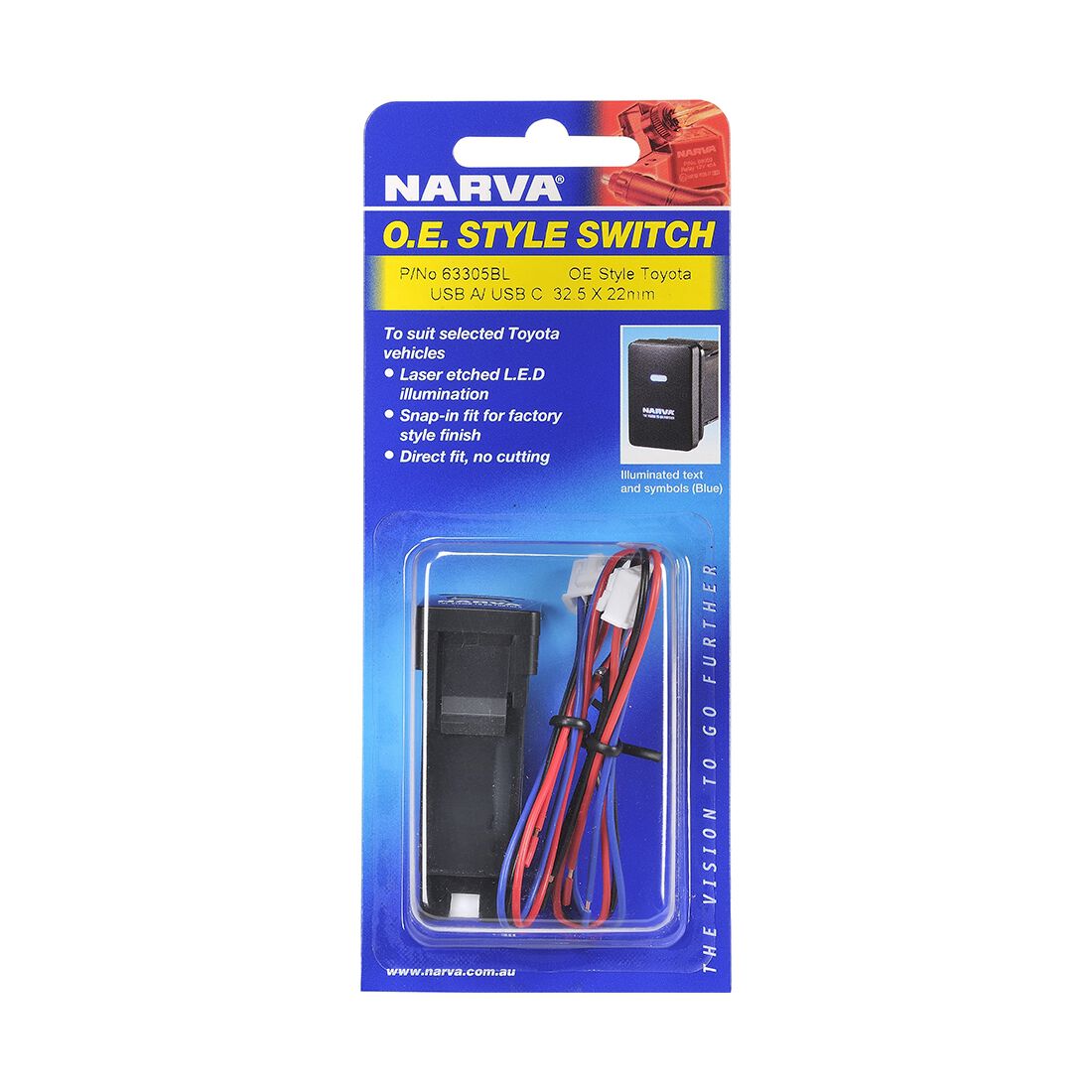 Narva OE Style Switch Toyota USB A/C - 32.5x22mm, , scaau_hi-res