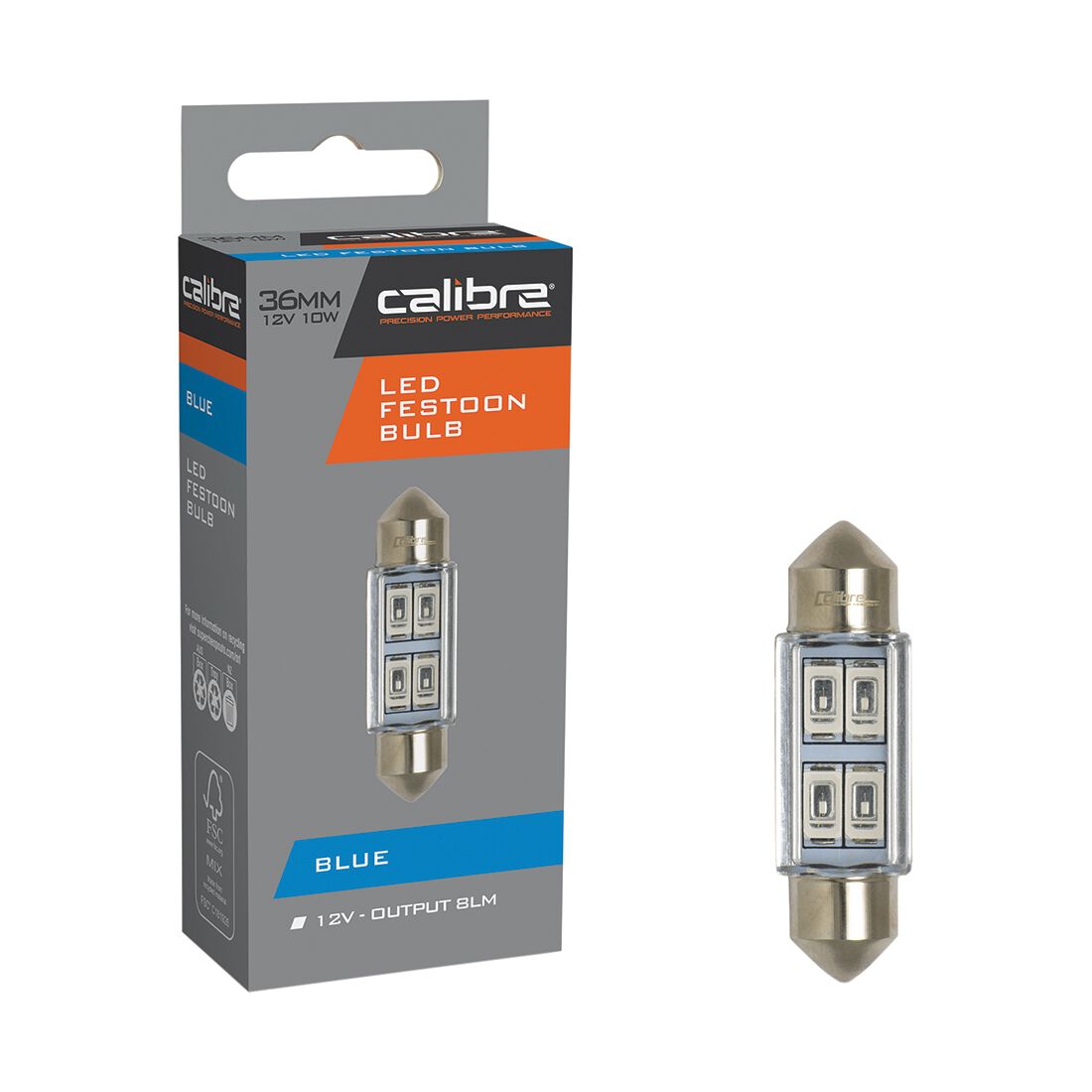 Calibre Automotive Globes - LED Blue Festoon, 12V, 10W, 36mm, , scaau_hi-res