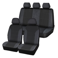 SCA Charcoal Premium Jacquard And Velour Seat Cover Set, , scaau_hi-res