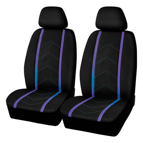 SCA Opal Leather Look Seat Covers Black/Blue Adjustable Headrests, , scaau_hi-res