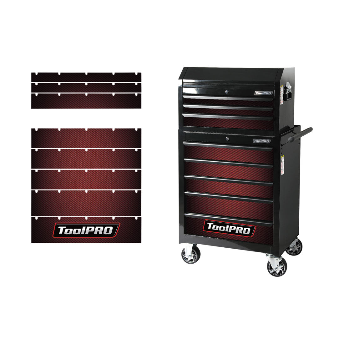 ToolPRO Tool Cabinet Magnetic Fascia Set - Red Carbon Fibre, Suits 26" Chest & 27" Cabinet, , scaau_hi-res