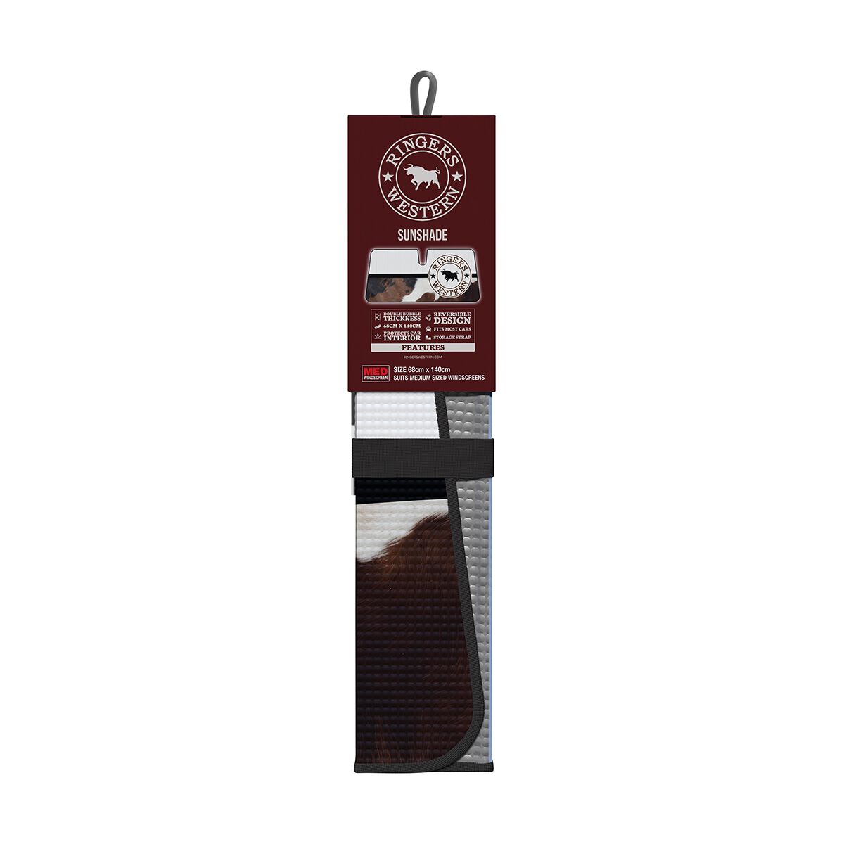 Ringers Western Cow Print Sunshade Accordian Front, , scaau_hi-res