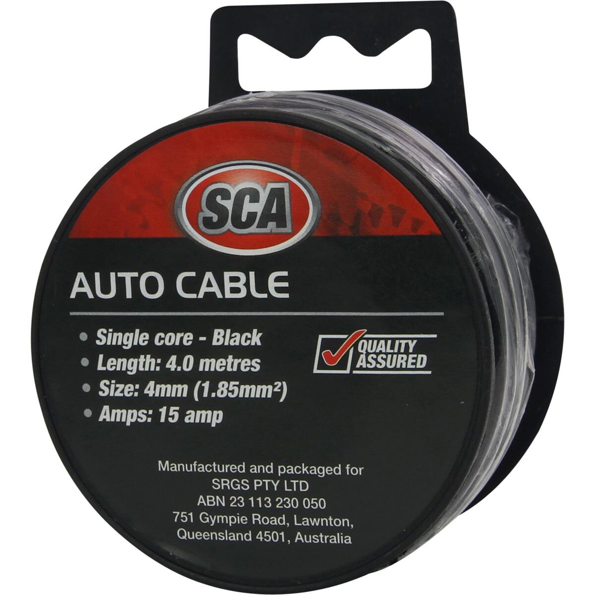 SCA Automotive Cable - Single Core, 15A 4mm x 4m, Black, , scaau_hi-res
