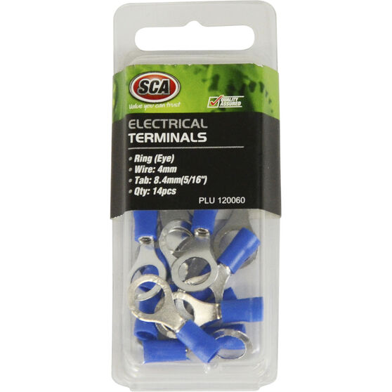 SCA Electrical Terminals Ring (Eye), 8.4mm Blue, 14 Pack Supercheap Auto