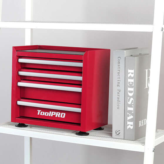 ToolPRO Mini Tool Cabinet 4 Drawer Red, , scaau_hi-res