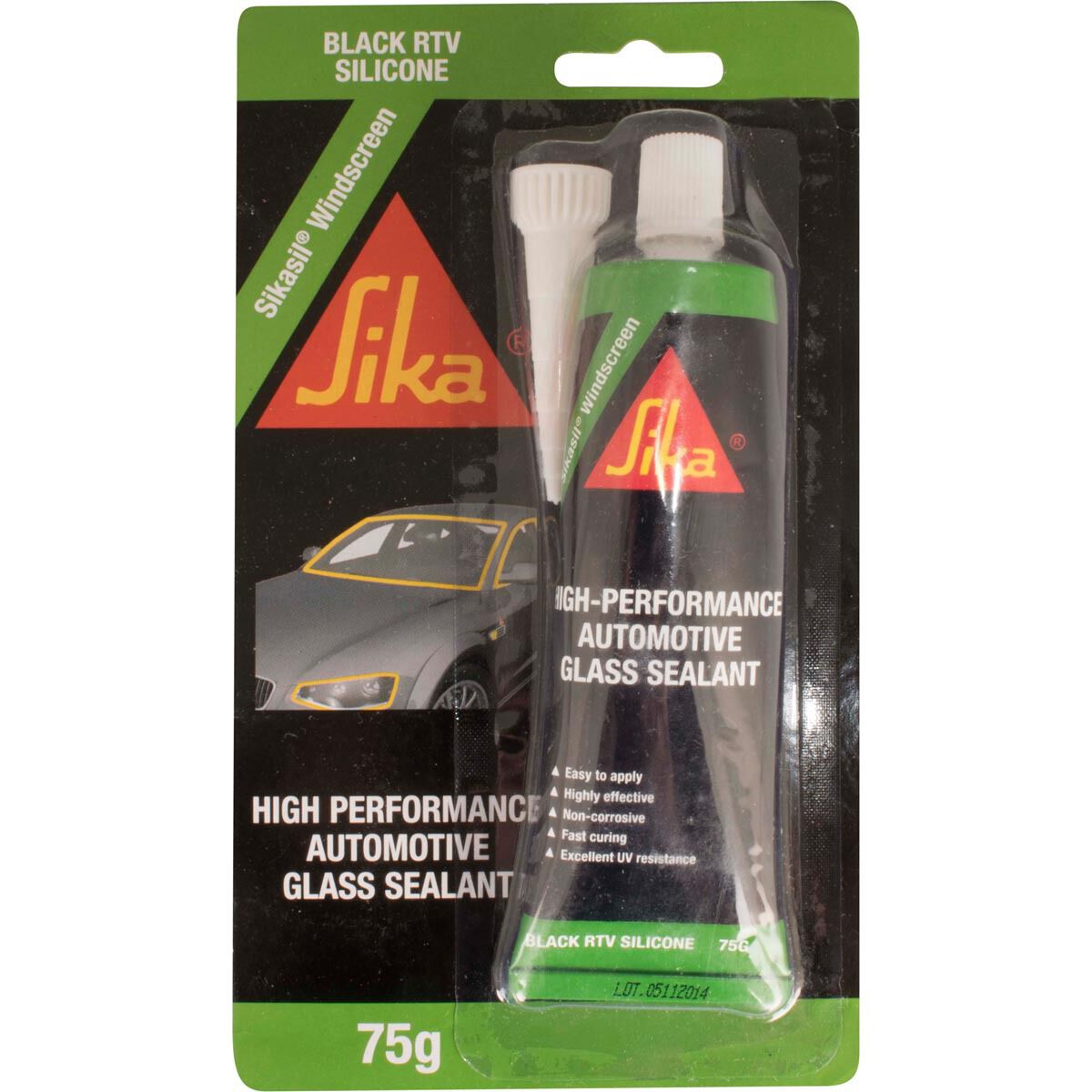 Sikasil Adhesive - Windscreen Sealant, Black, 75g, , scaau_hi-res