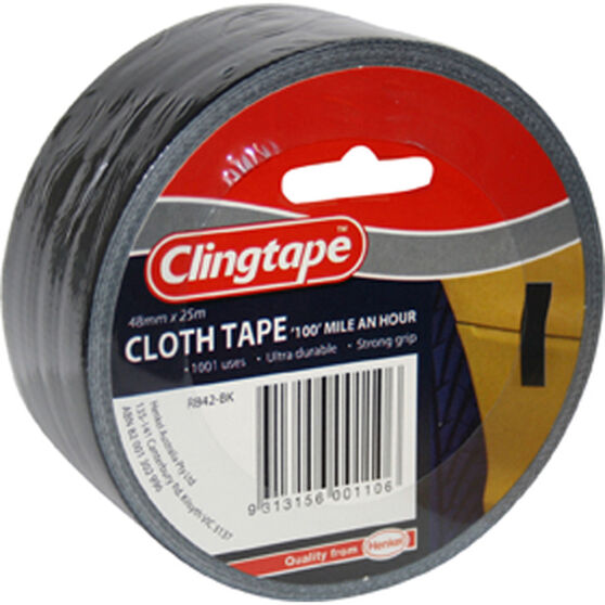 Clingtape Cloth Tape Black - 48mm x 25m, , scaau_hi-res