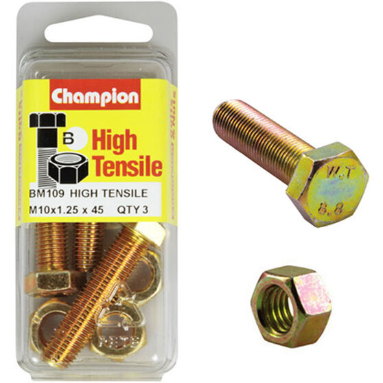 Champion High Tensile Bolts and Nuts BM109, M10x1.25 x 45mm, , scaau_hi-res