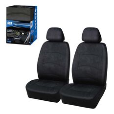 SCA Suede Velour Seat Covers Black Adjustable Headrests Airbag Compatible 30ASAB, , scaau_hi-res