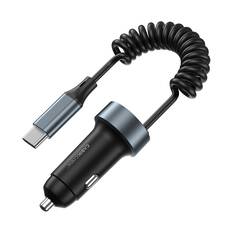 Cabin Crew 12V 65W 3 Port with Spring Cable In-Car Fast Charger, , scaau_hi-res