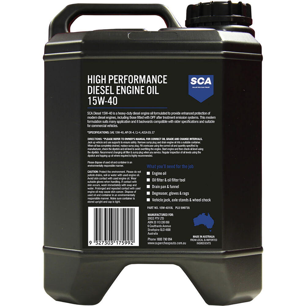 SCA High Performance Diesel Engine Oil 15W40 10 Litre Supercheap Auto