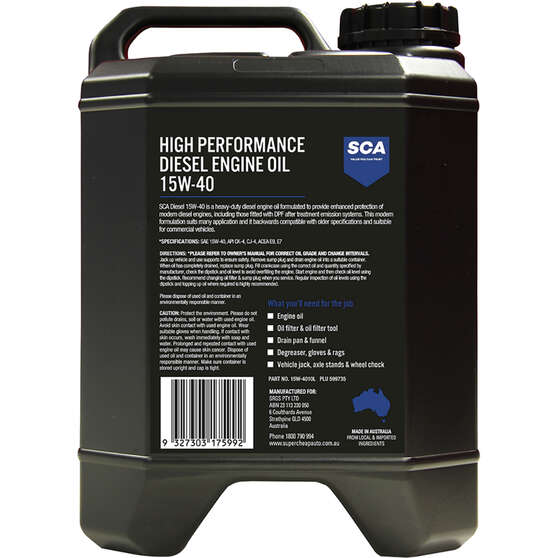 SCA High Performance Diesel Engine Oil 15W-40 10 Litre, , scaau_hi-res