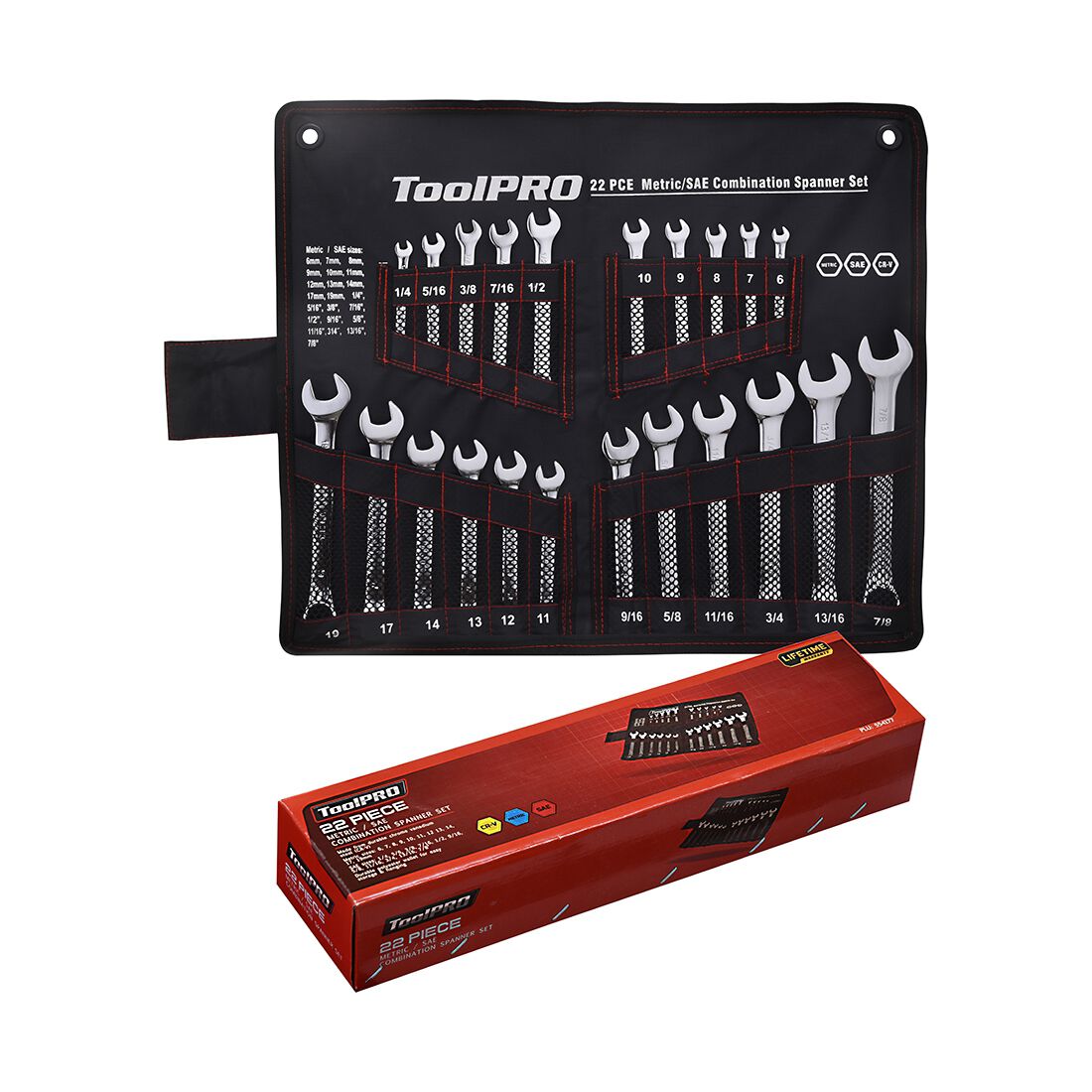 ToolPRO Spanner Set Combination Metric/SAE 22 Piece, , scaau_hi-res