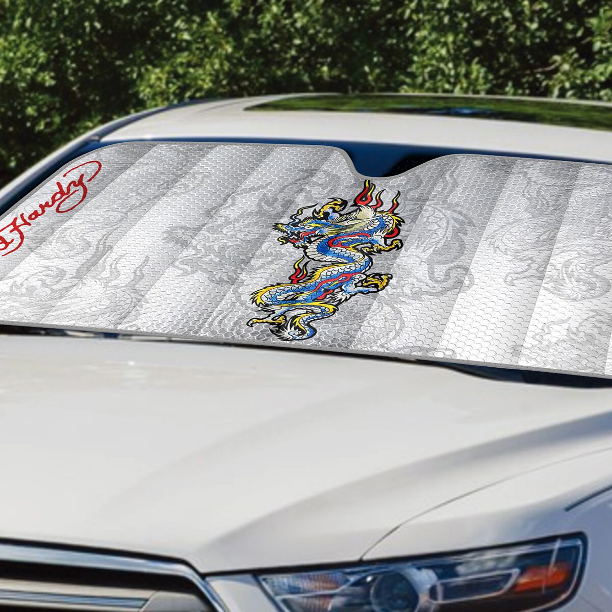 Ed Hardy Dragon Sunshade - Black 68 x 150cm, , scaau_hi-res