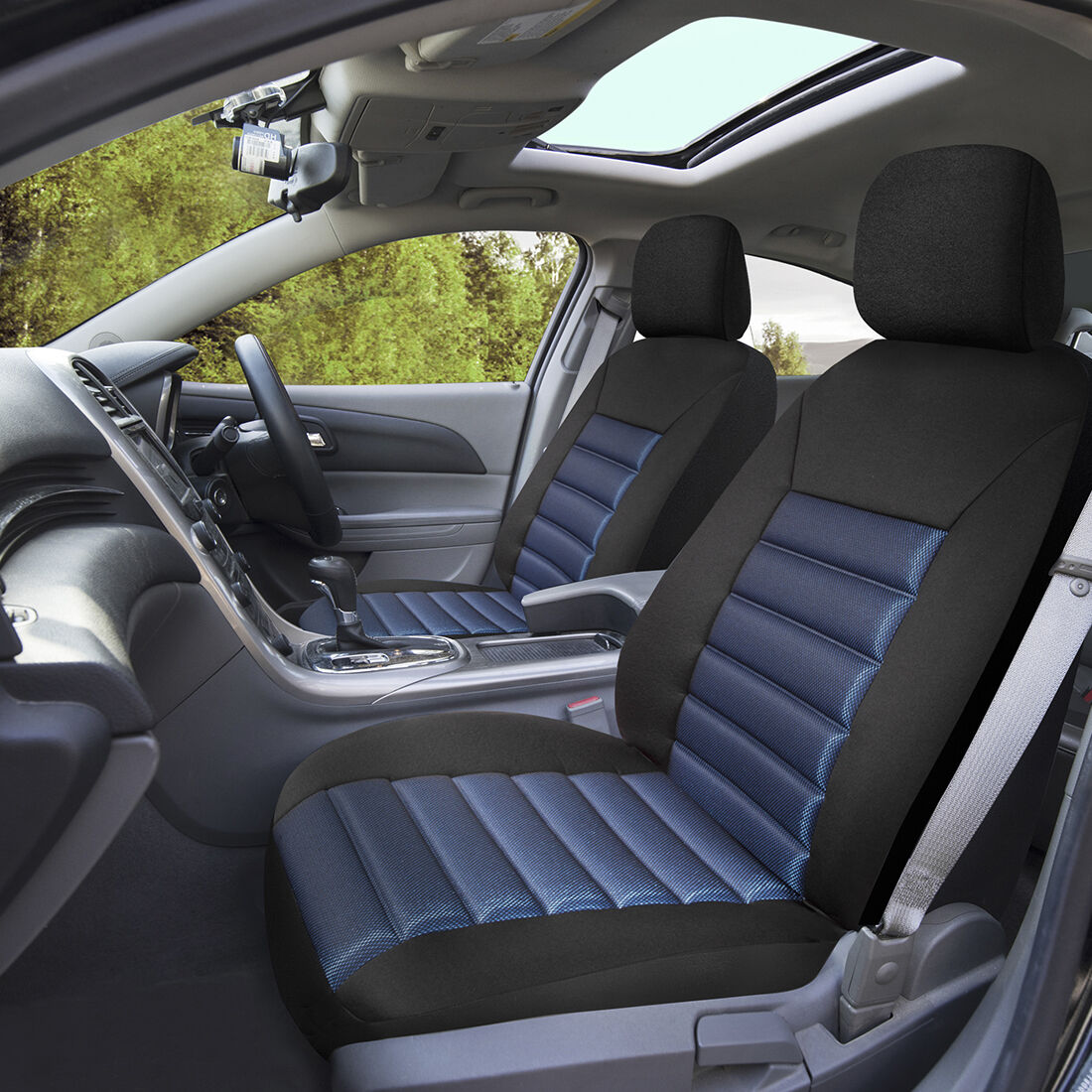 SCA Memory Foam Seat Covers Blue Adjustable Headrests Airbag Compatible, , scaau_hi-res