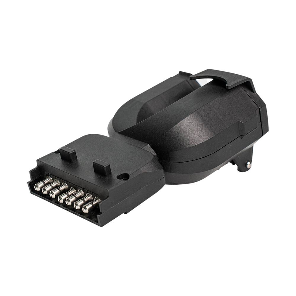 Small Round Adapter SCA Trailer Adaptor 3 Way 7 Pin Flat Socket to 7 Pin Small Round Plug ...