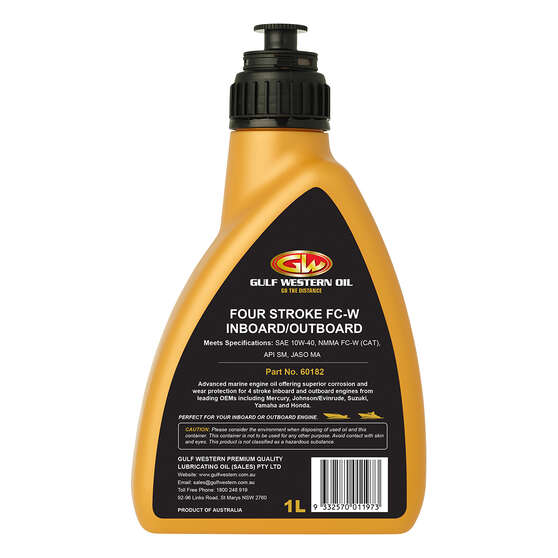 Gulf Western Marine Outboard Oil 4 Stroke 10W-40 1 Litre, , scaau_hi-res
