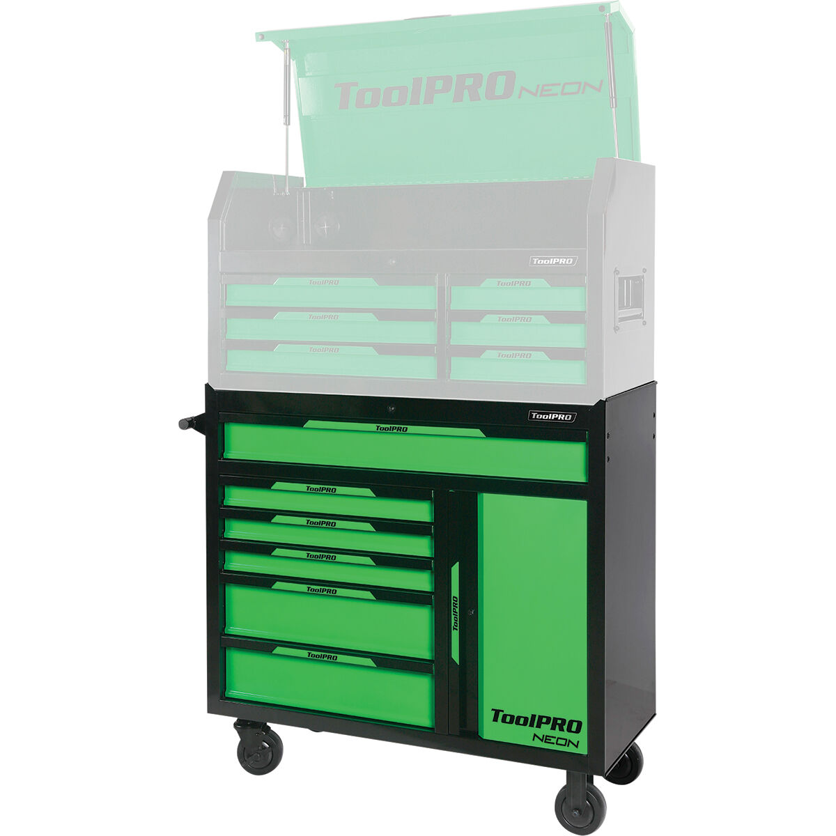 ToolPRO Neon Tool Cabinet Green 6 Drawer 42 Inch, , scaau_hi-res