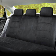 SCA Suede Velour Seat Covers Black Adjustable Headrests Rear Bench 06H, , scaau_hi-res