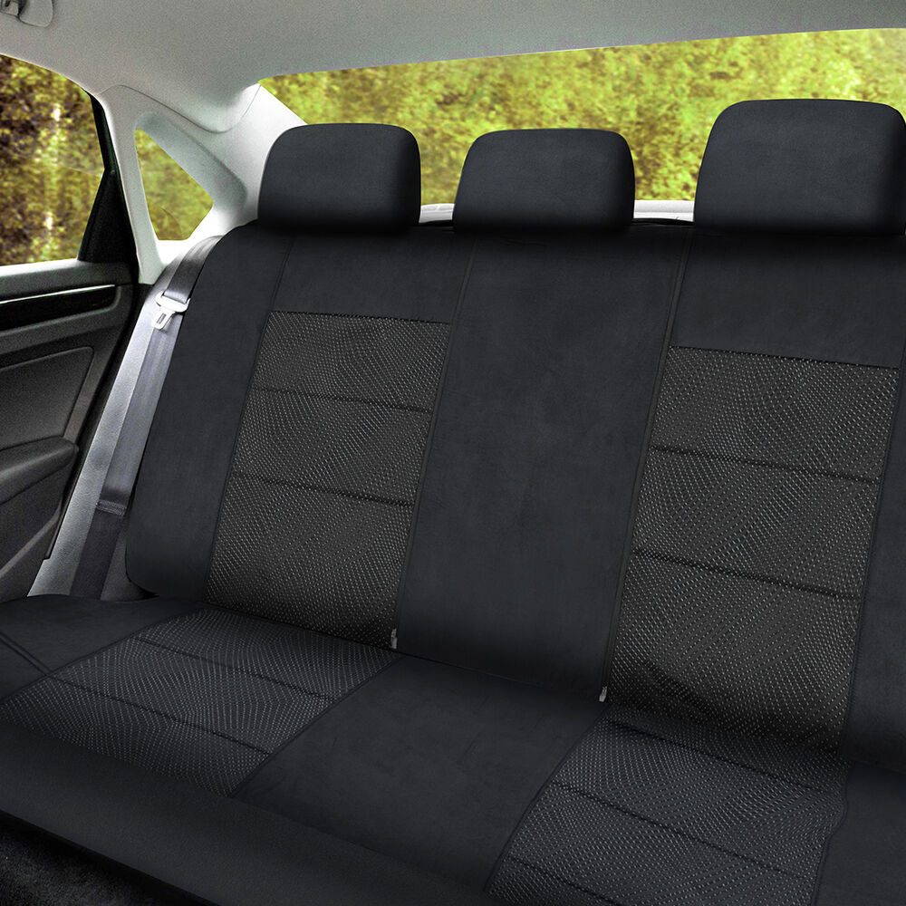 SCA Premium Jacquard and Velour Seat Covers Black Rear Seat Size