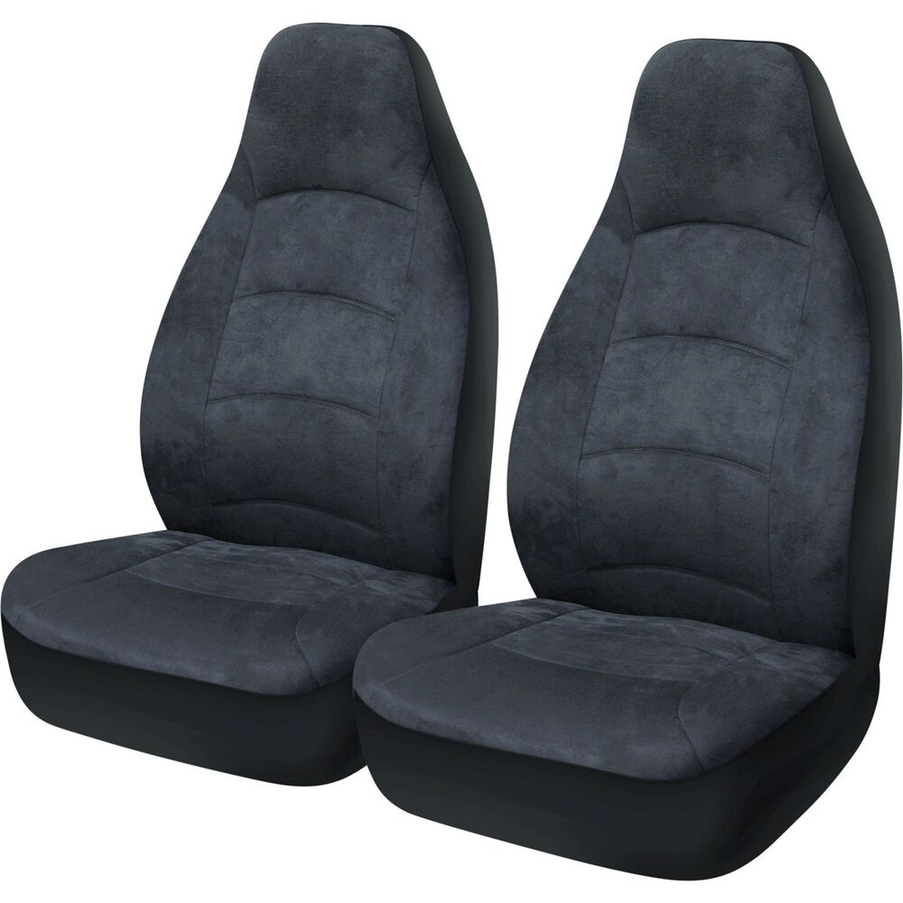 Cloud Premium Suede Seat Covers Charcoal Builtin Headrests Size 60