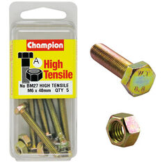 Champion High Tensile Bolts and Nuts - M6 X 40, , scaau_hi-res