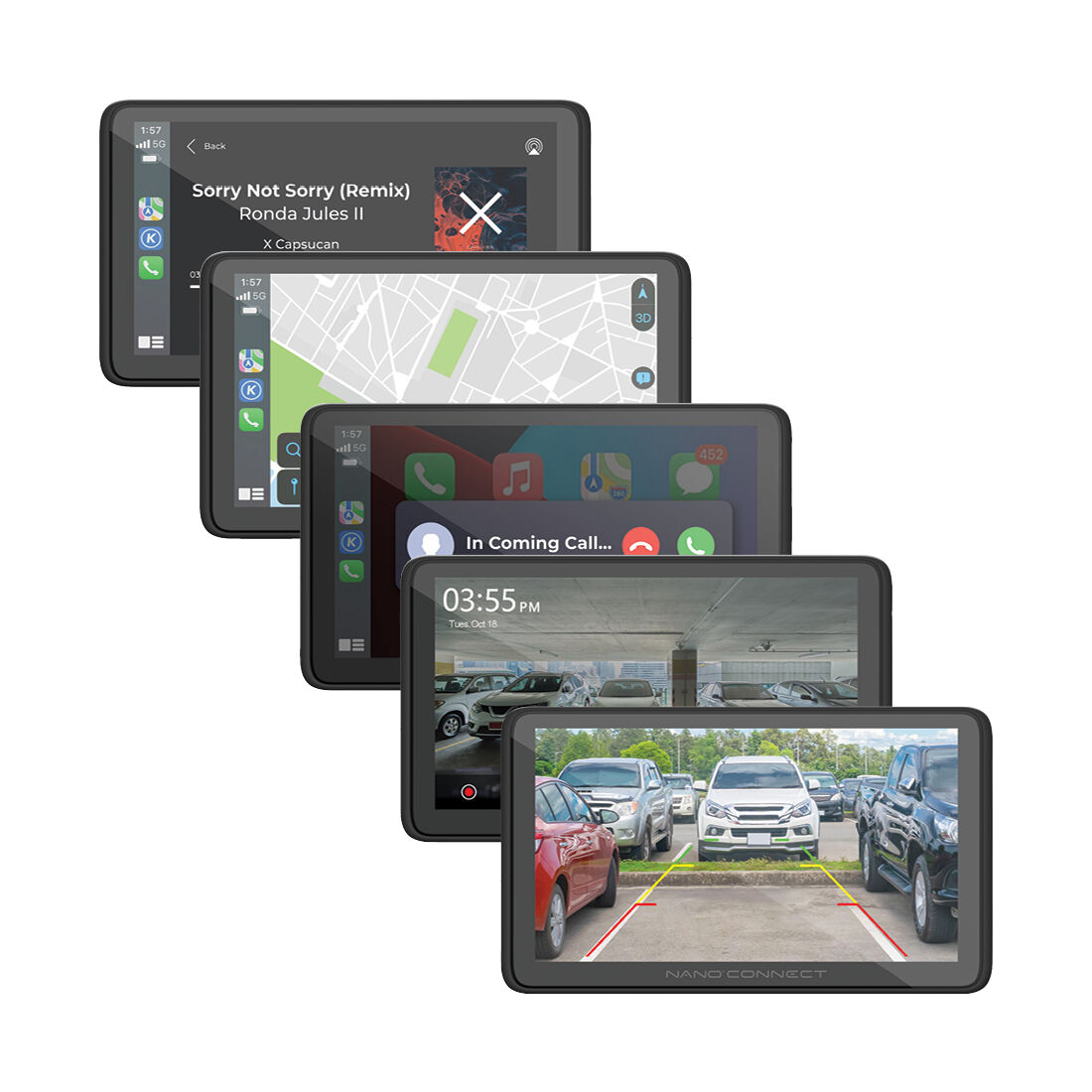 Nanocam Connect Wireless Smart Monitor 1080p Dash &amp; Reverse Cam Kit NC-722DVR, , scaau_hi-res