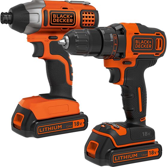 Black Decker Cordless Drill Driver And Impact Driver Kit 18v