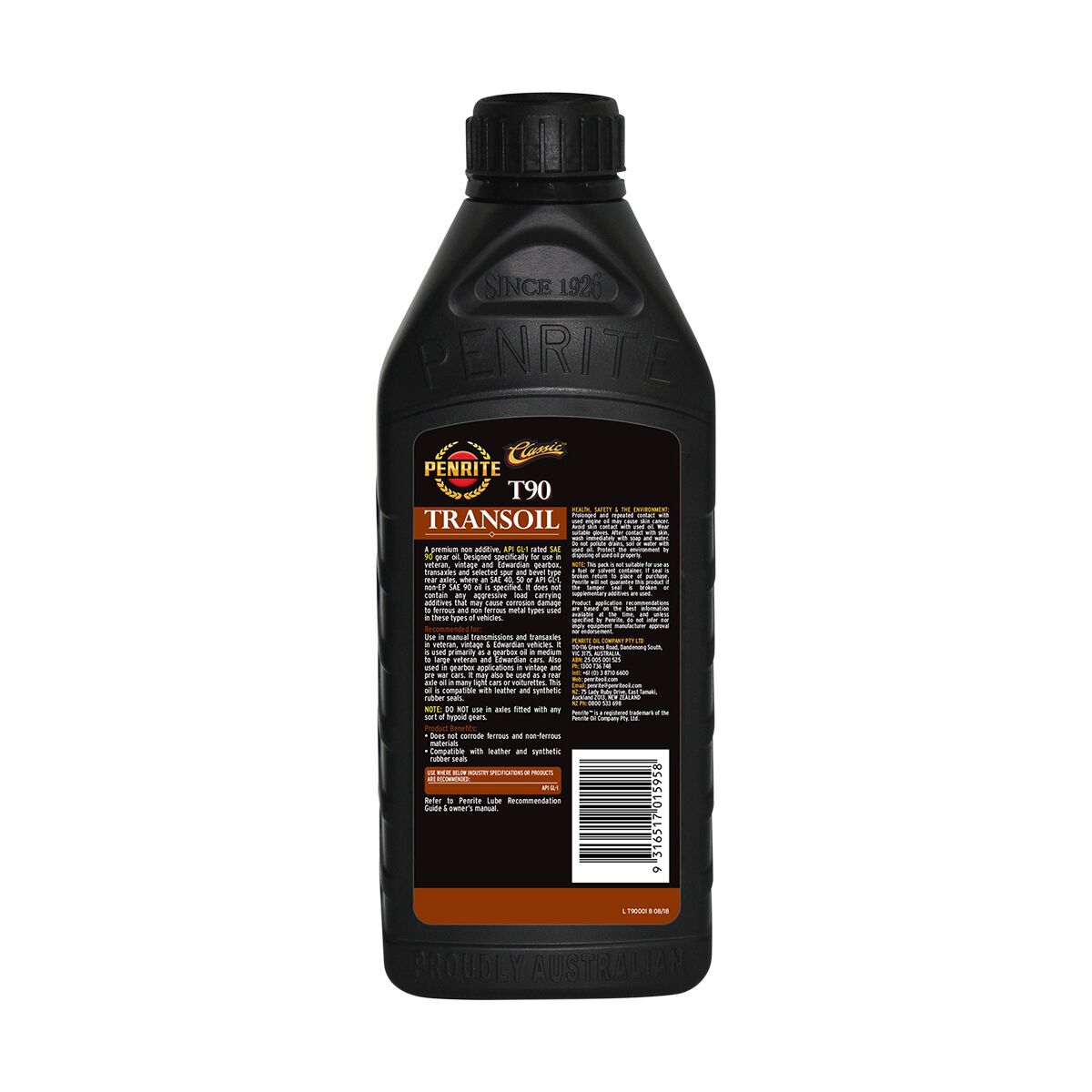 Penrite Classic Transoil T90 Gear Oil, Carton of 6 x 1 Litre - T90001, , scaau_hi-res