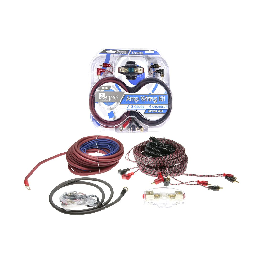 Aerpro 8 Gauge 2 Channel Amp Install Kit - Wiring Kit - BSX408, , scaau_hi-res