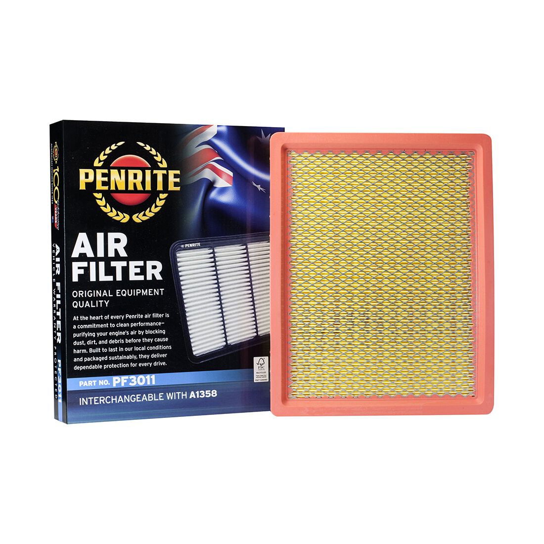Penrite Air Filter PF3011 (Interchangeable with A1358), , scaau_hi-res