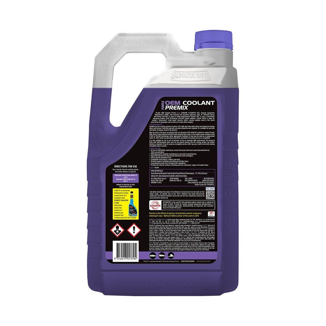 Penrite Purple Long Life Anti Freeze / Anti Boil Premix Coolant - 5 Litres, , scaau_hi-res