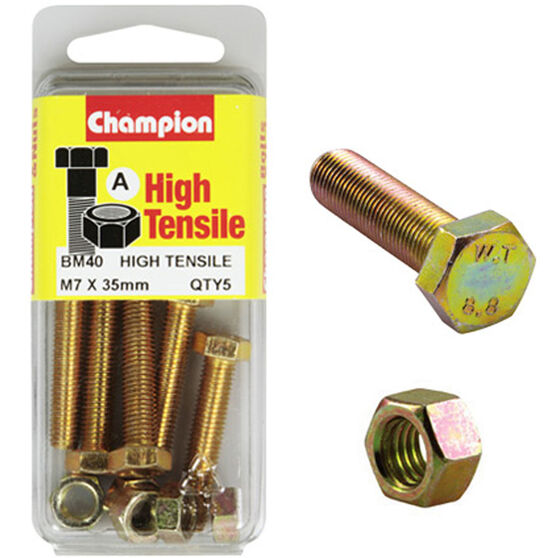 Champion High Tensile Bolts and Nuts BM40, M7 X 35mm, , scaau_hi-res