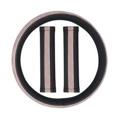 SCA Leather Look Steering Wheel Cover and Seat Belt Buddy Set Pink Shimmer, , scaau_hi-res