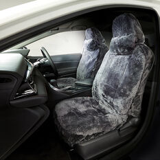 Platinum CLOUDLUX Sheepskin Seat Covers - Slate Adjustable Headrests Size 30 Front Pair Airbag Compatible, , scaau_hi-res