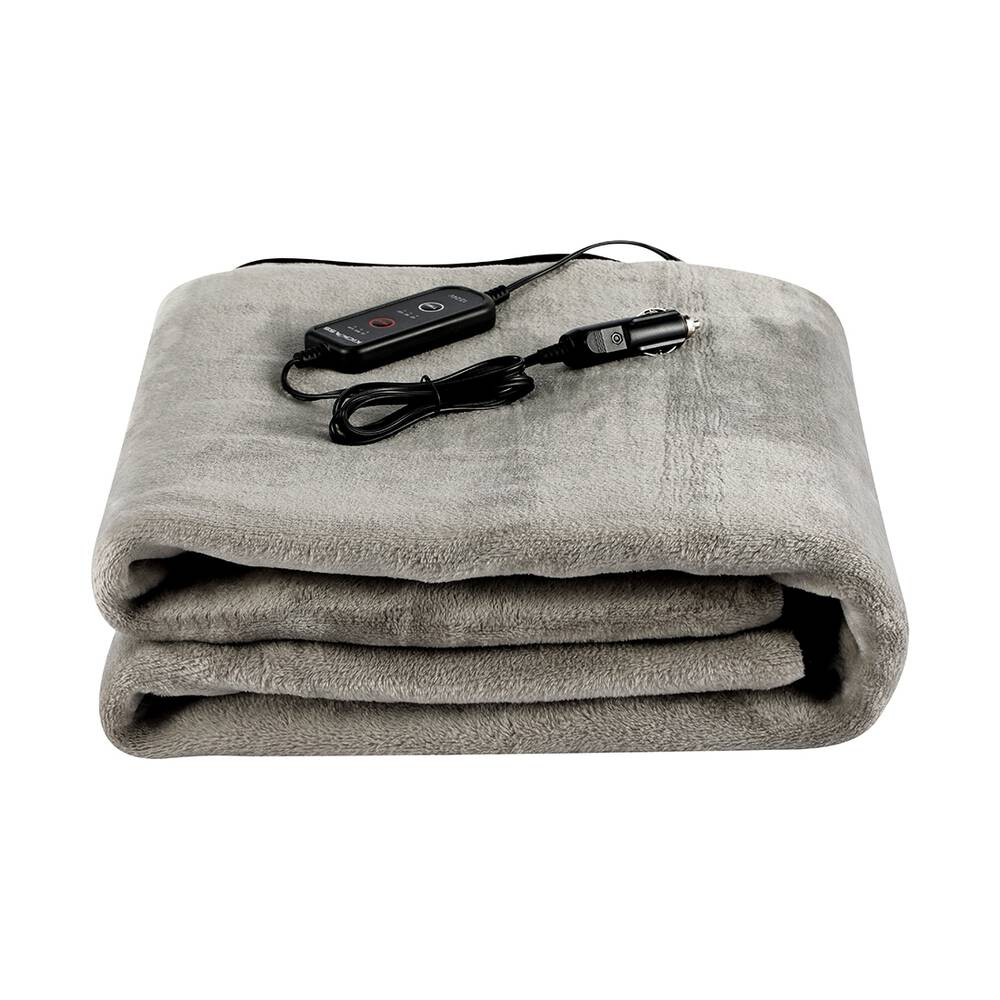 electric blanket that plugs into a cigarette lighter Loheer Heated Car Blanket, 12-Volt for Car, Truck, Suv, RV, Portable Heated Throw for Camping, 3 Heat Settings, Grey Buffalo Plaid or preparing for emergencies Tuanse 58 x 43 Inches