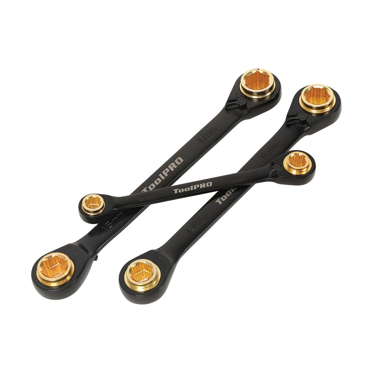 ToolPRO 3pc 4-in-1 Anti Slip Revisible Ratcheting Wrench Set, , scaau_hi-res