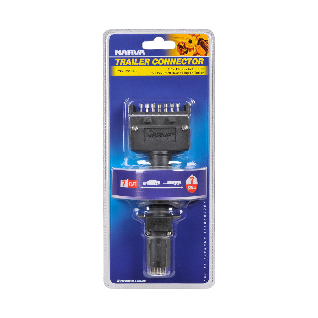 Narva 7 Pin Flat Socket To 7 Pin Small Round Trailer Plug, , scaau_hi-res